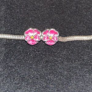 2 Pink Pansy Charms